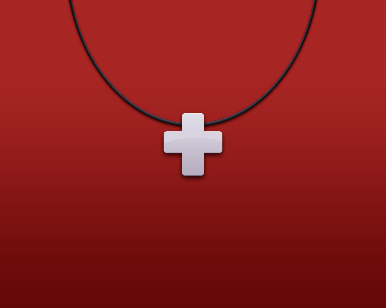 A white cross on red background