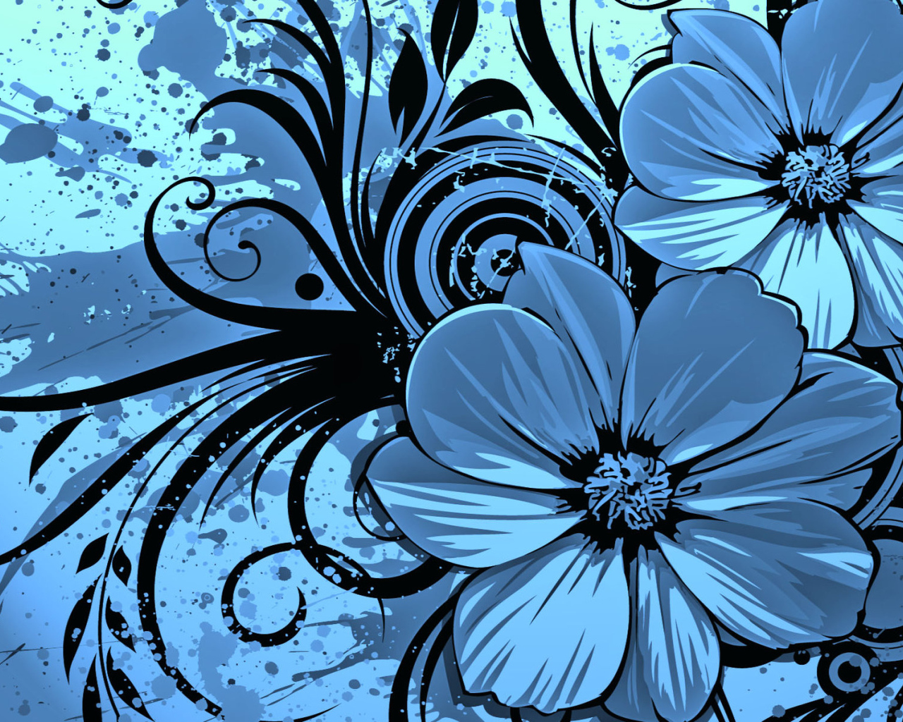 Голубые векторные цветы