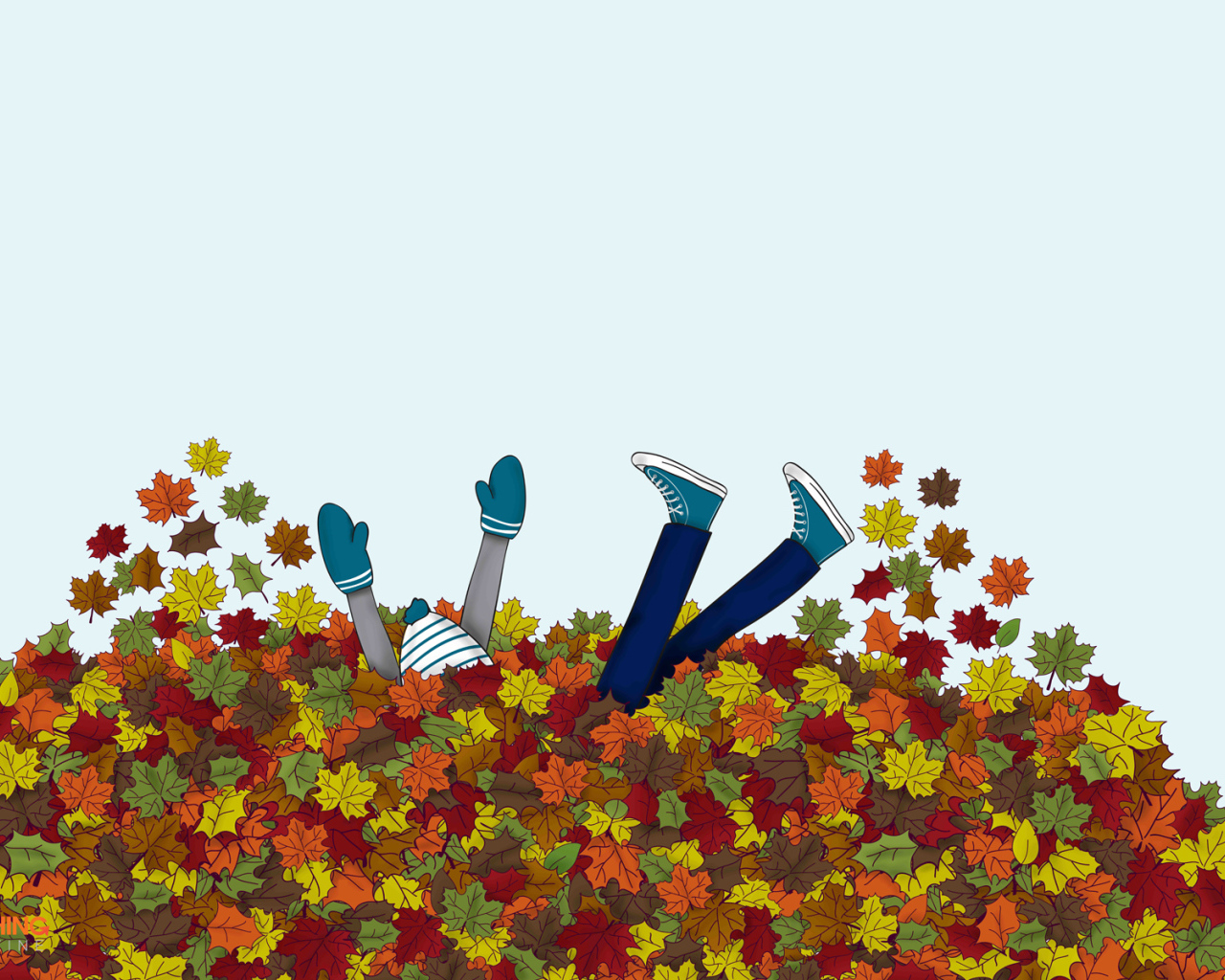 Заваленный опавшими листьями