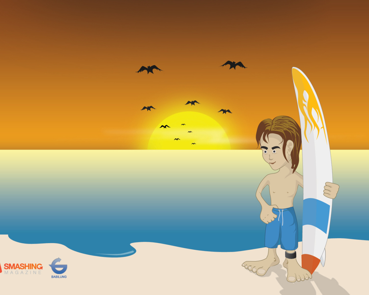 Серфер на пляже