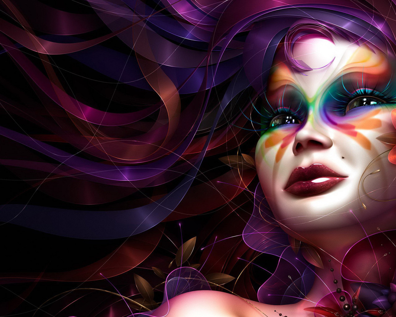 Девушка в разных цветах