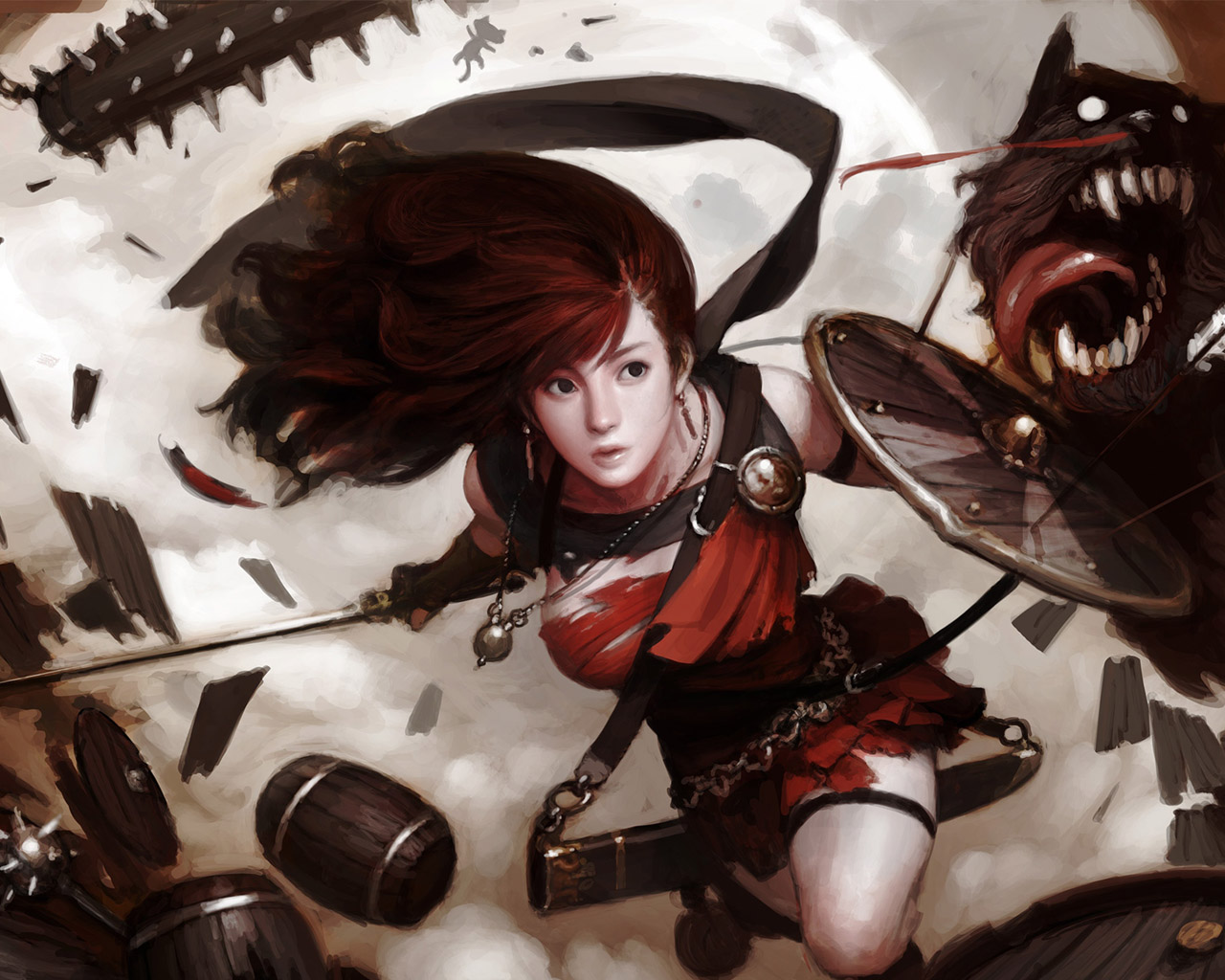 Девушка воин Битва с псами