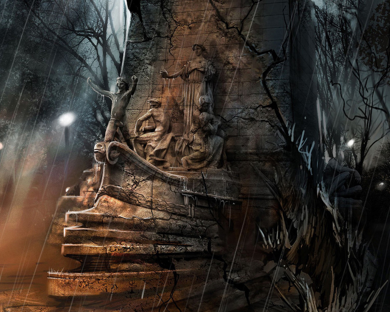 В темном саду