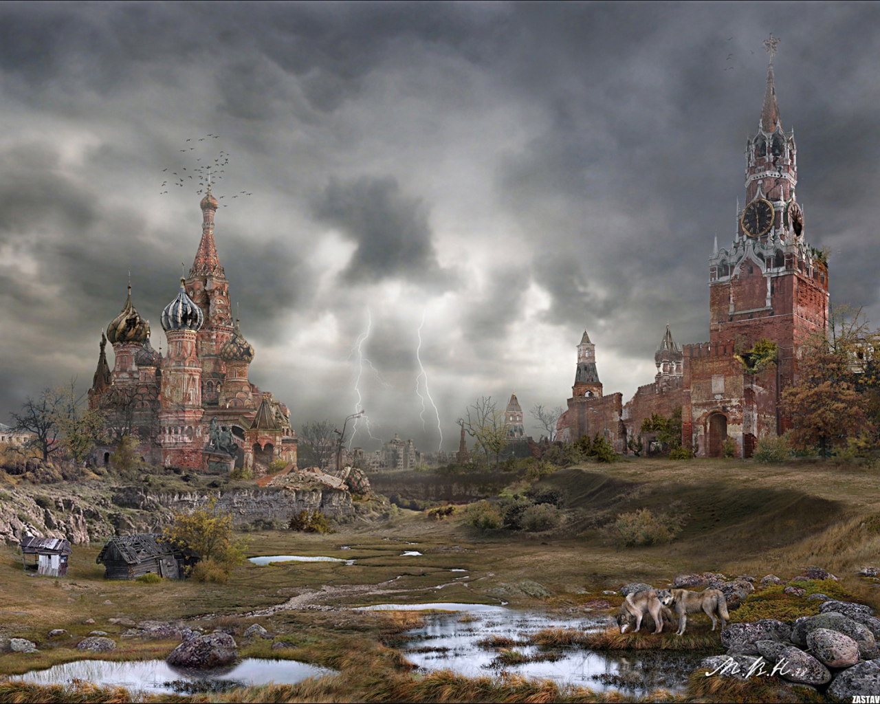 Москва после ядерной войны Осень