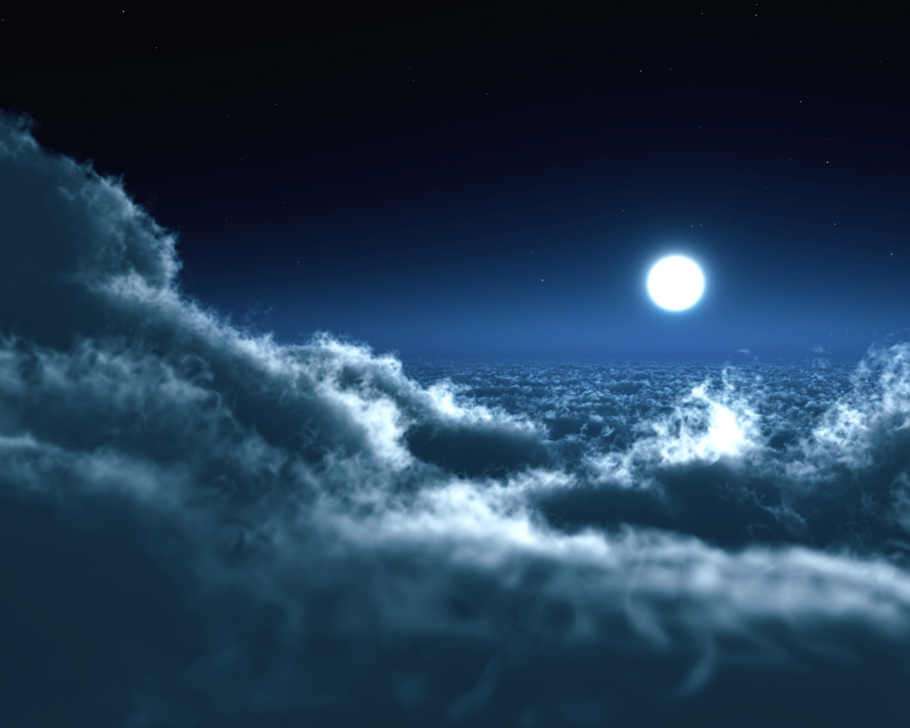 Луна над облаками Ночное небо