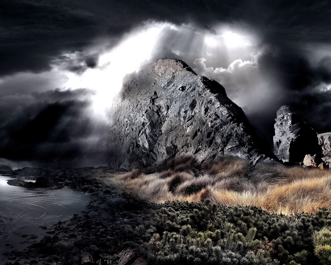 Небо, пустыня, камни