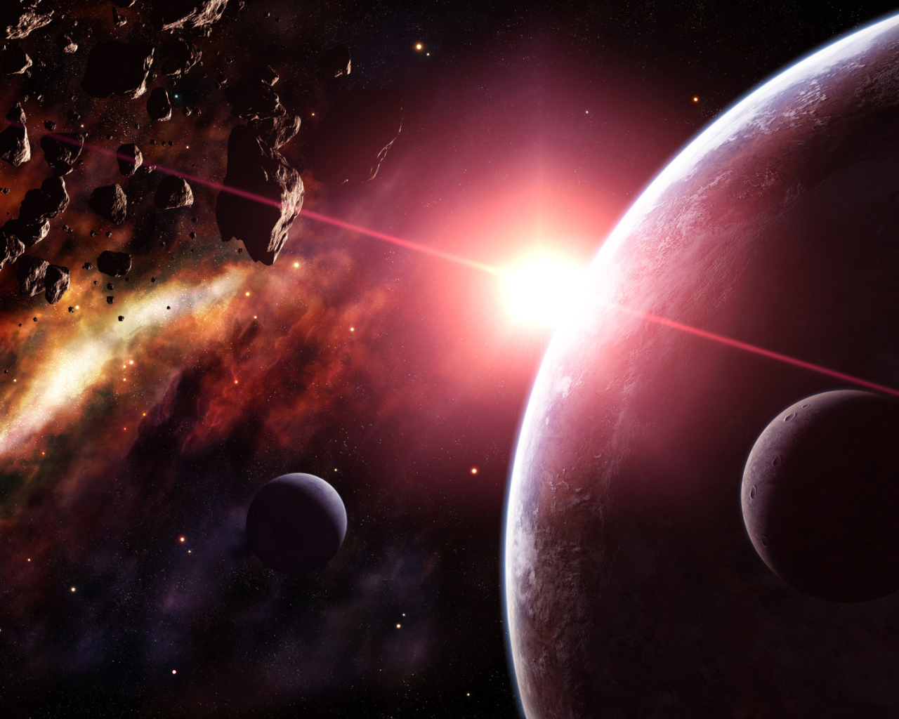 Астероиды и планета