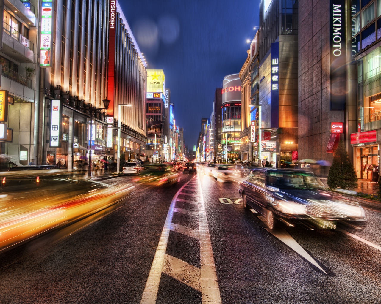 Ночная улица Гинза Япония