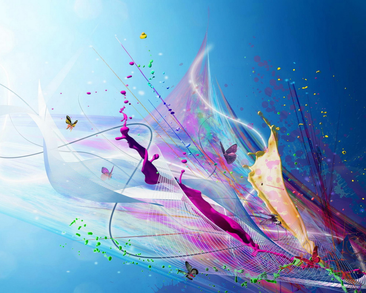 Абстрактный узор и бабочки