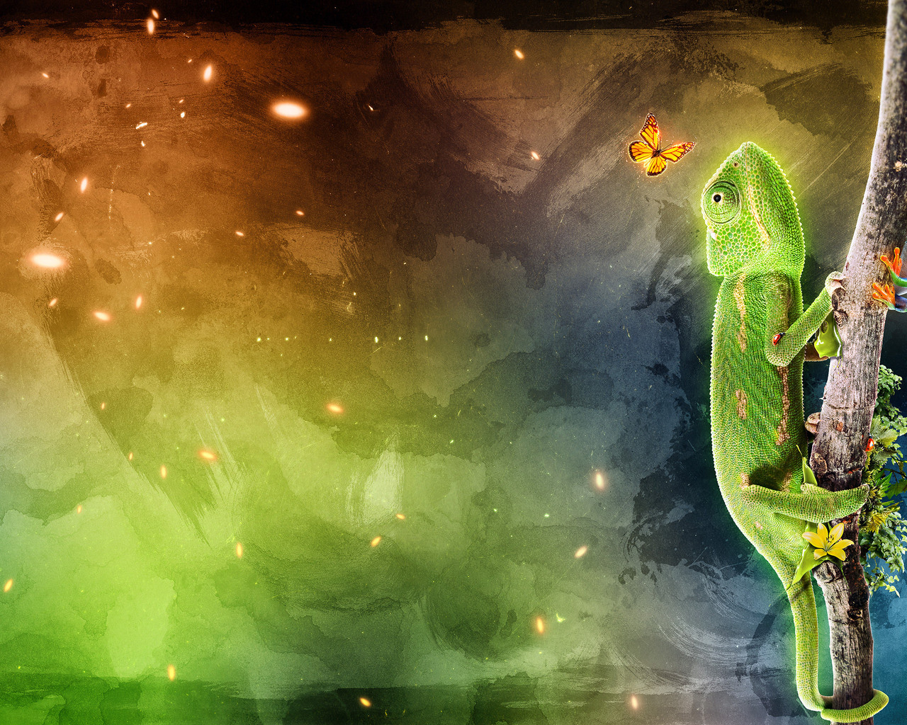 Хамелеон на ветке