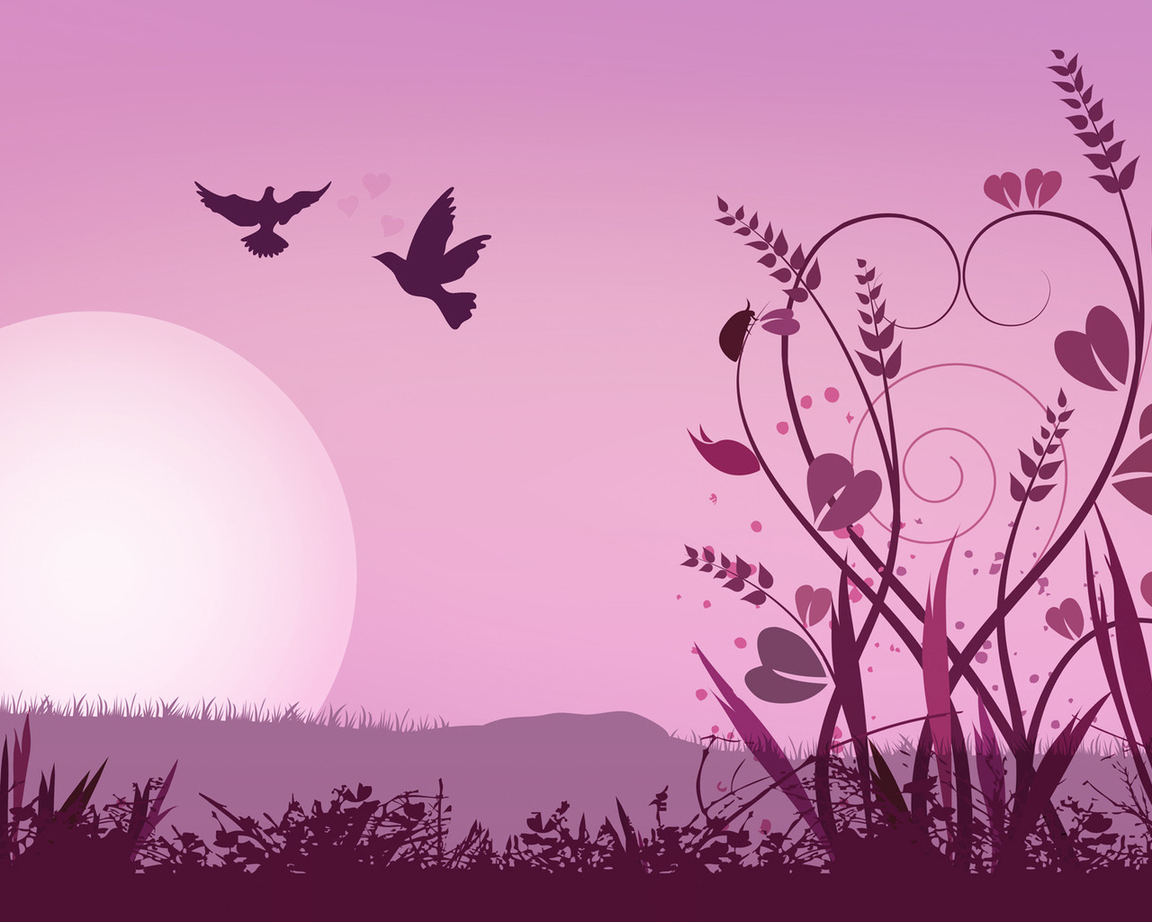 Цветы и голуби