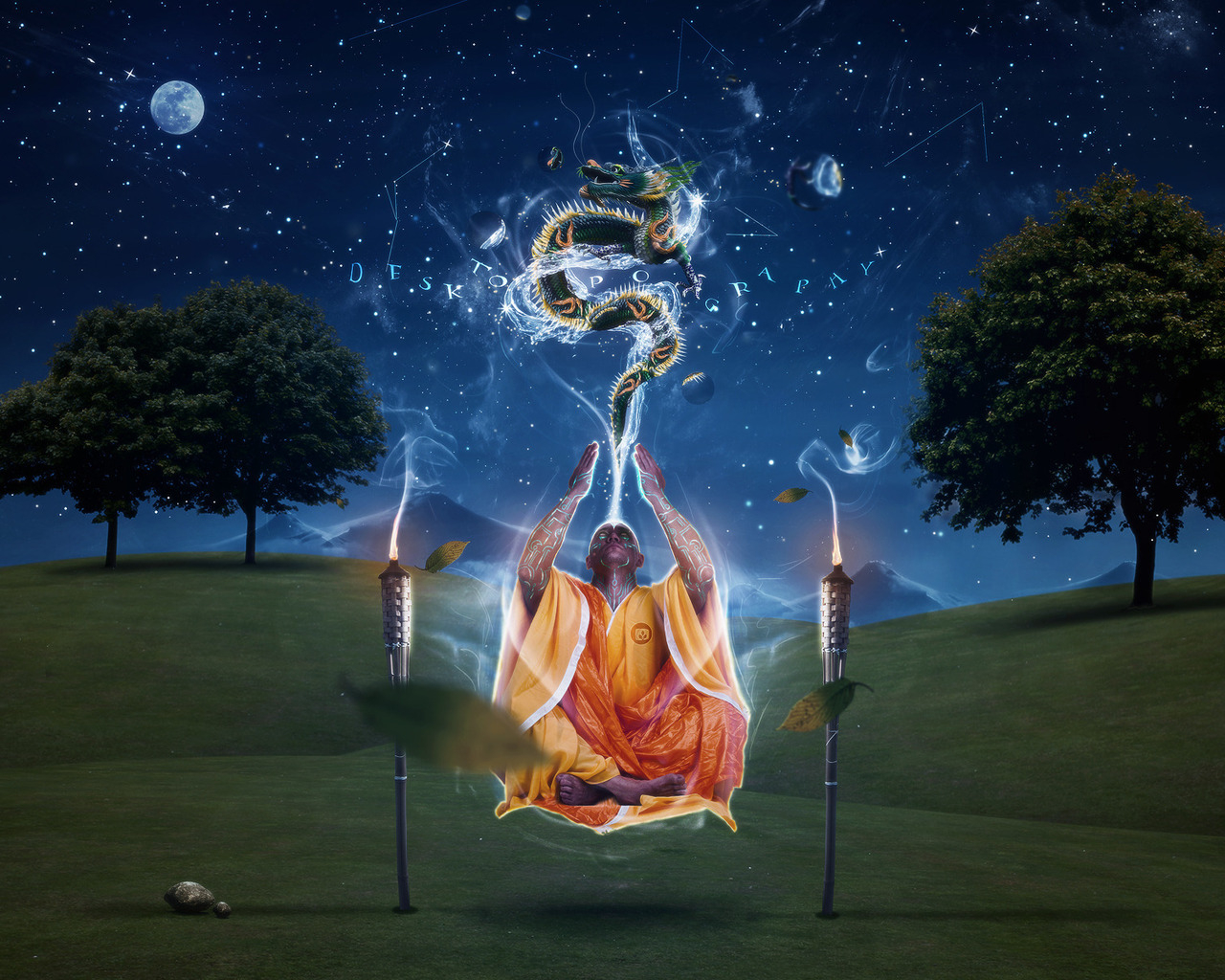 Монах на медитации