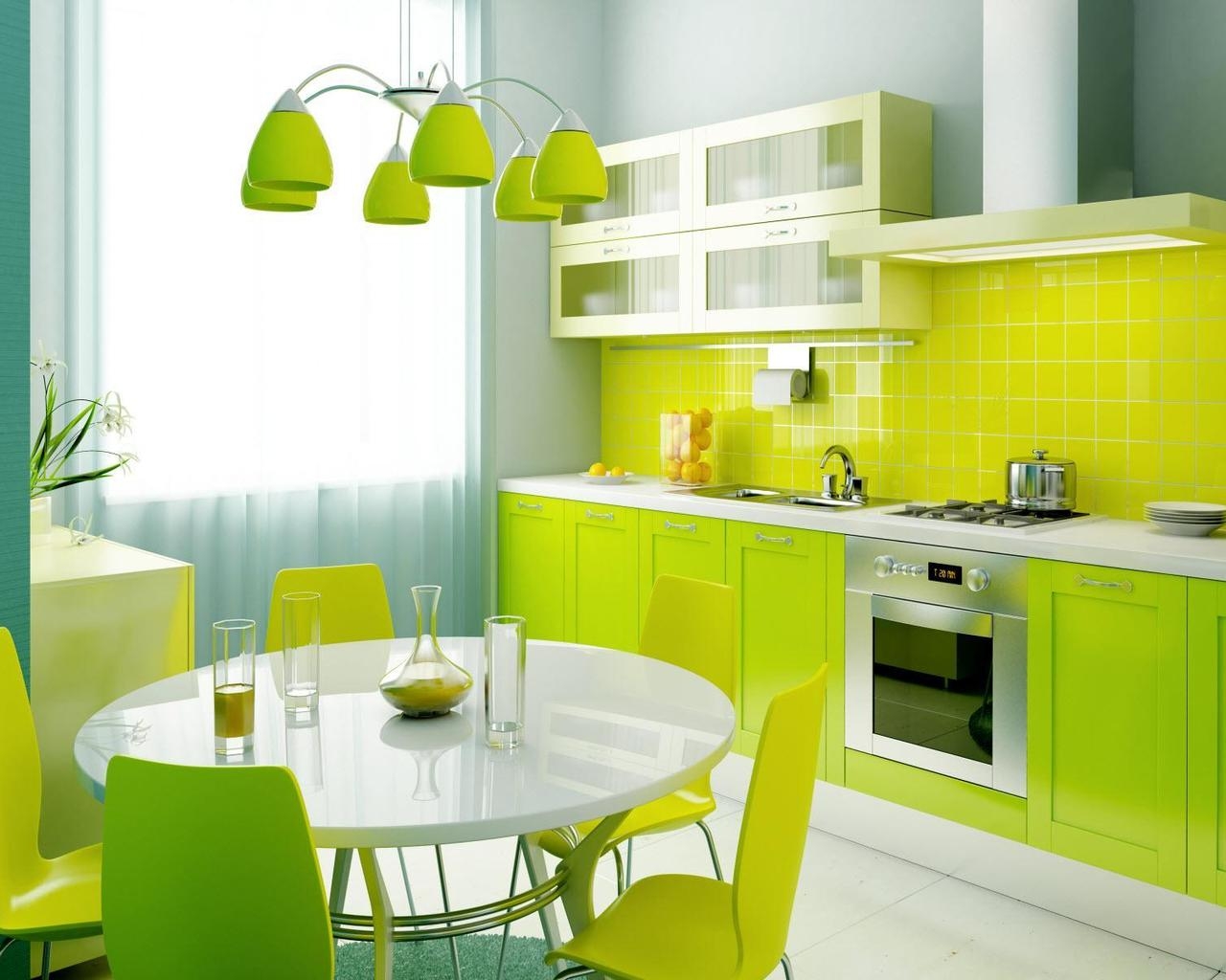 Кухня в зеленом цвете