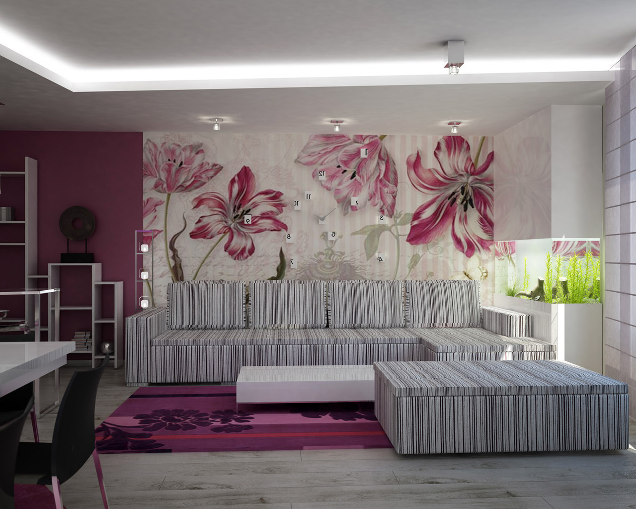 Интерьер комнаты в цветах