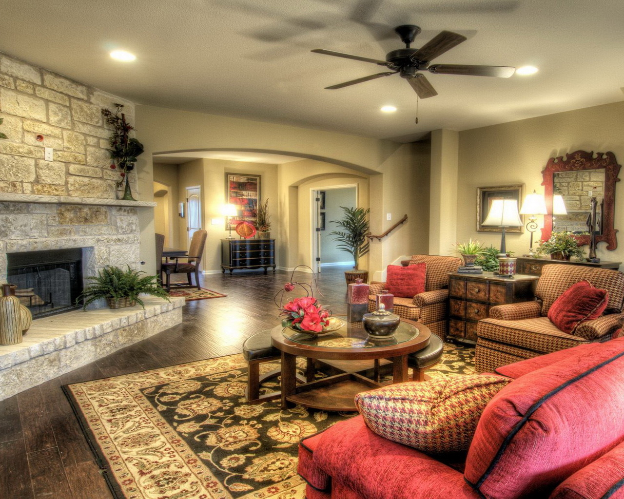 Гостиная с камином