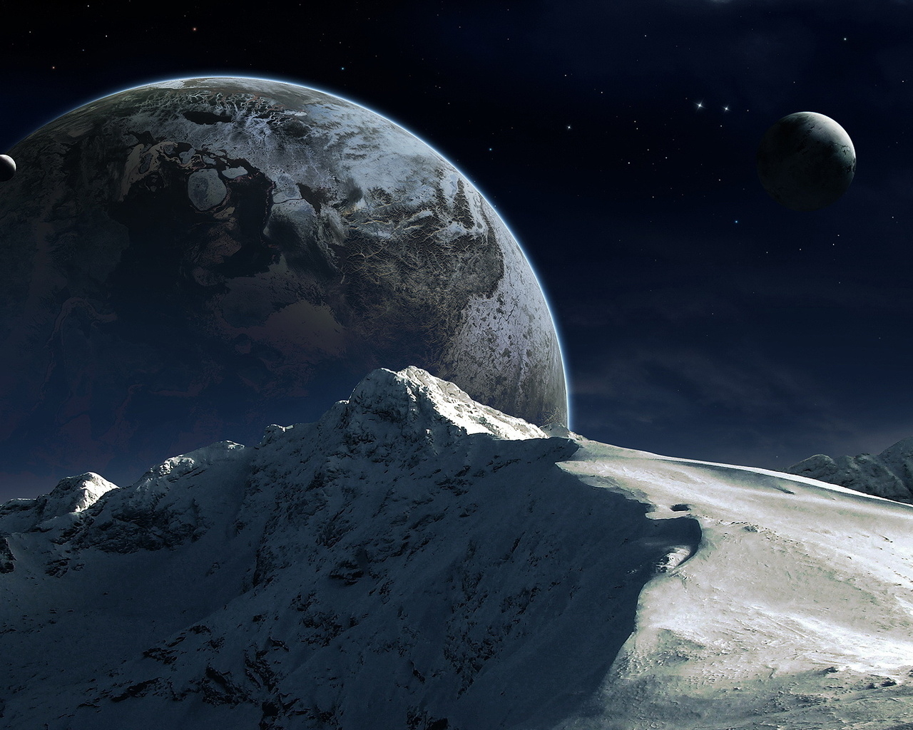 Гора на фоне планеты