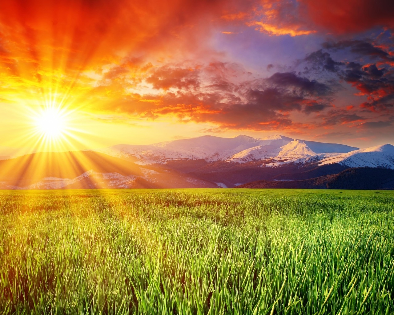 Заснеженные горы на горизонте