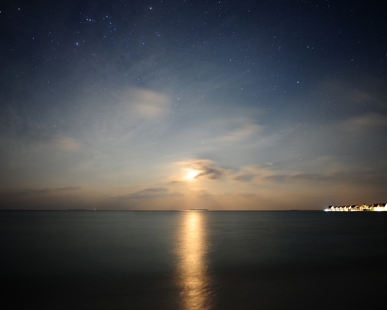 Закат на звездном небе