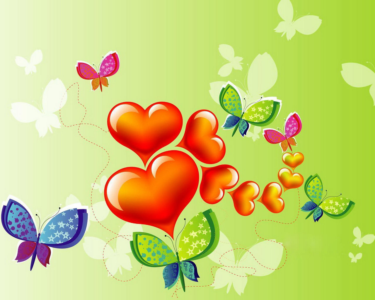 Бабочки и сердечки