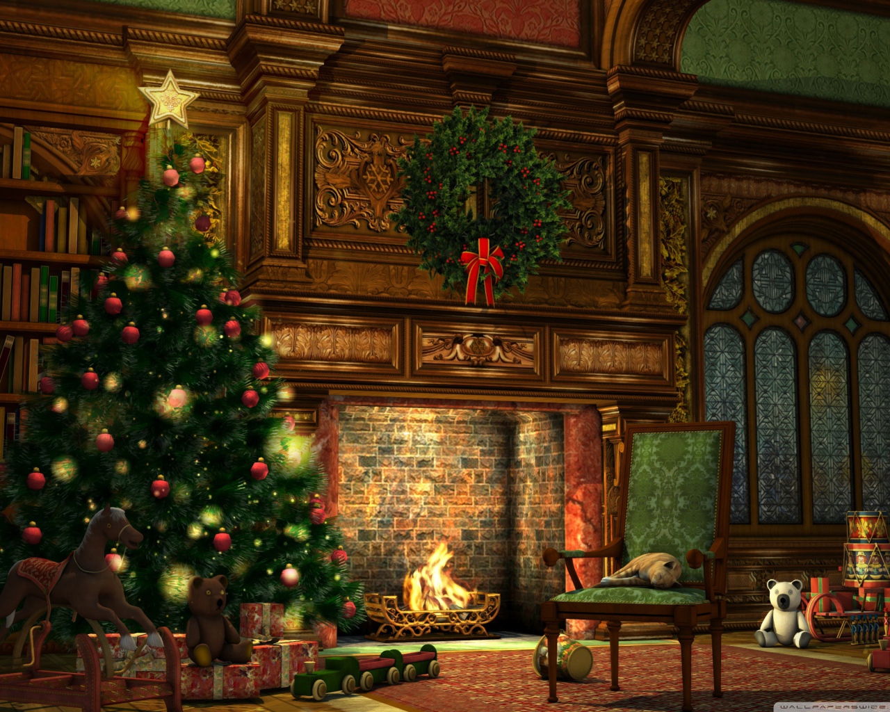 Рождественская елка у камина