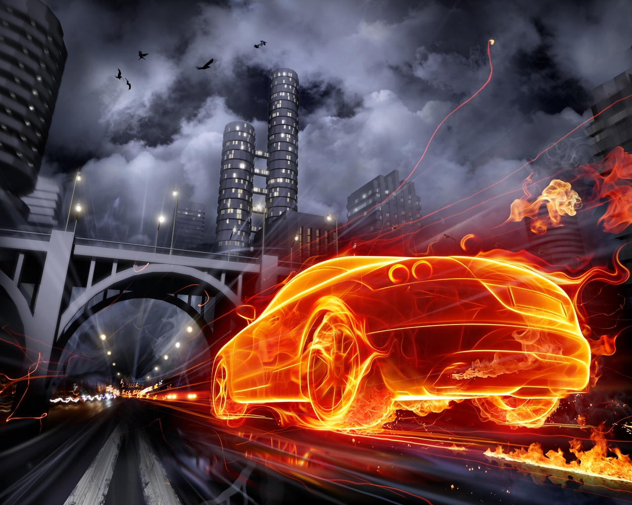 Машина в огне