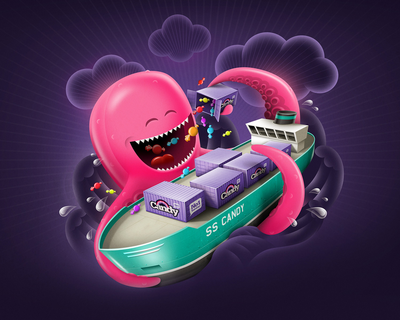 Осьминог с конфетами