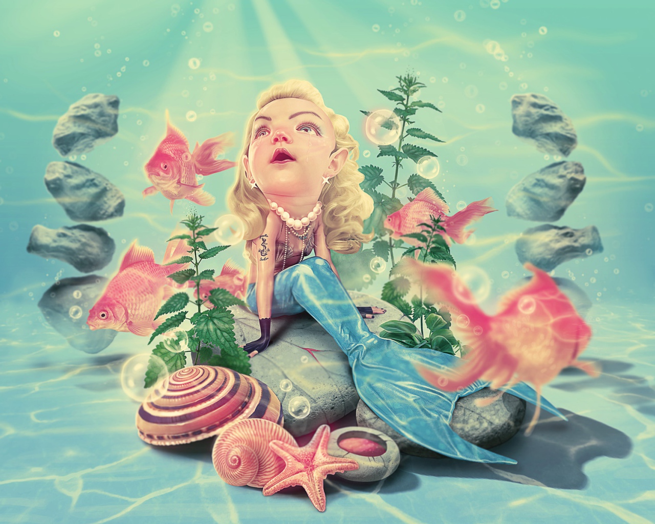 Русалочка на дне
