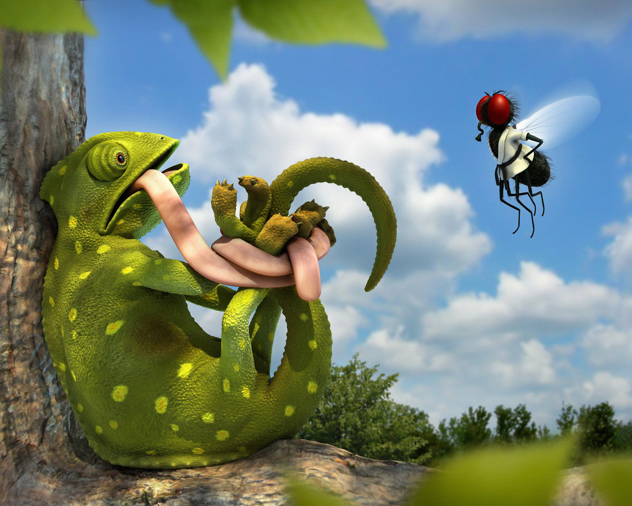 Хамелеон и муха