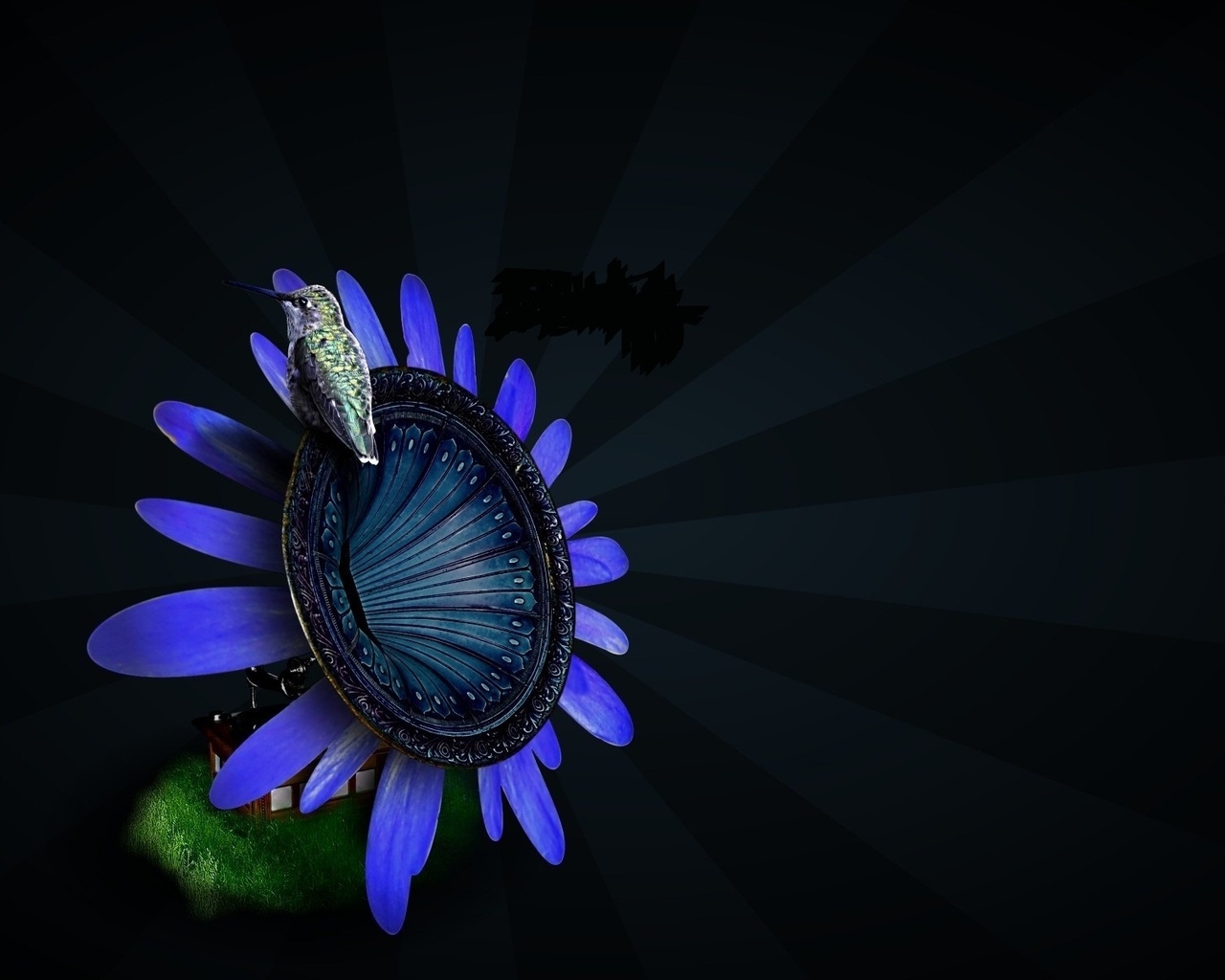 Птица на цветке