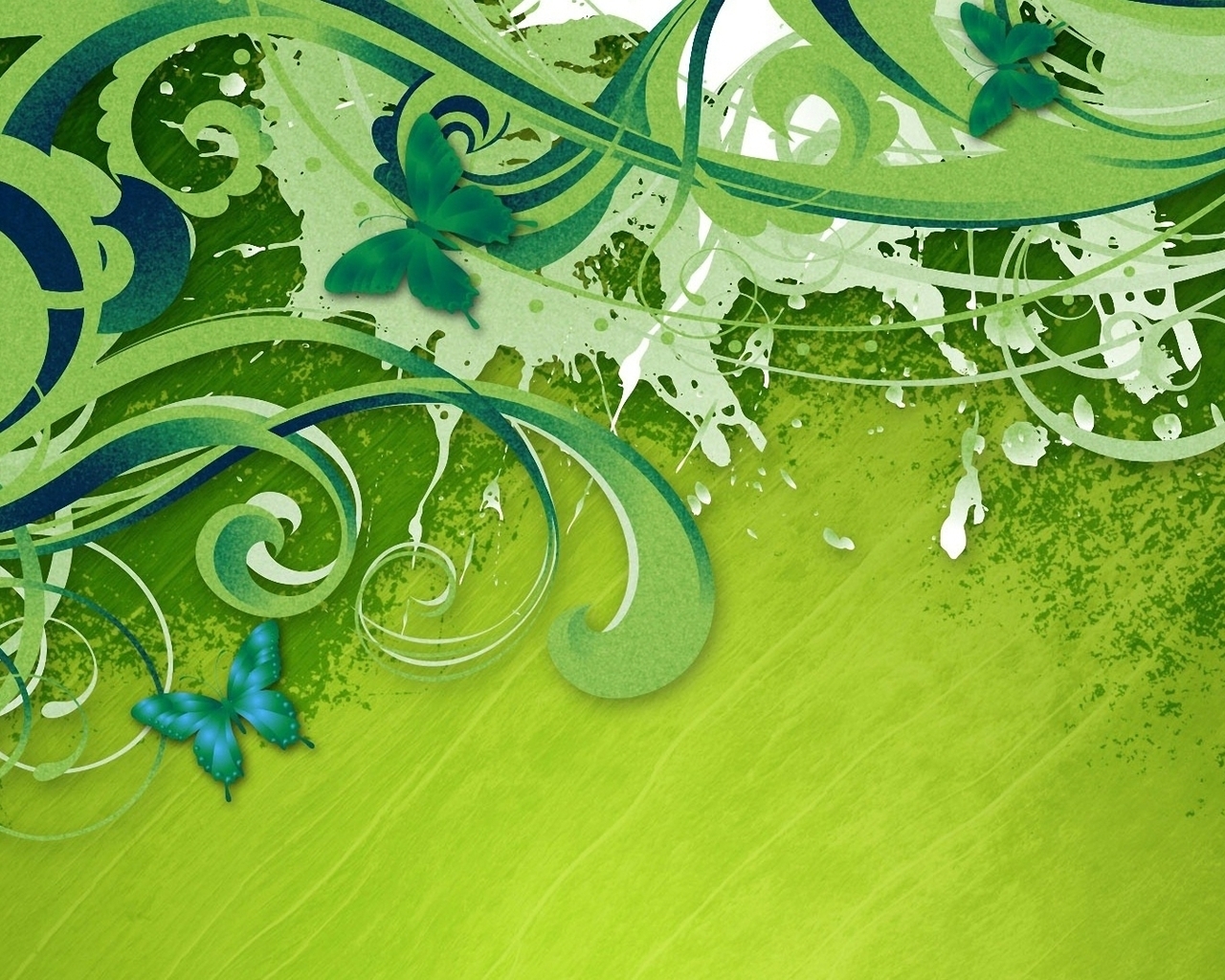 Бабочки на зеленом фоне