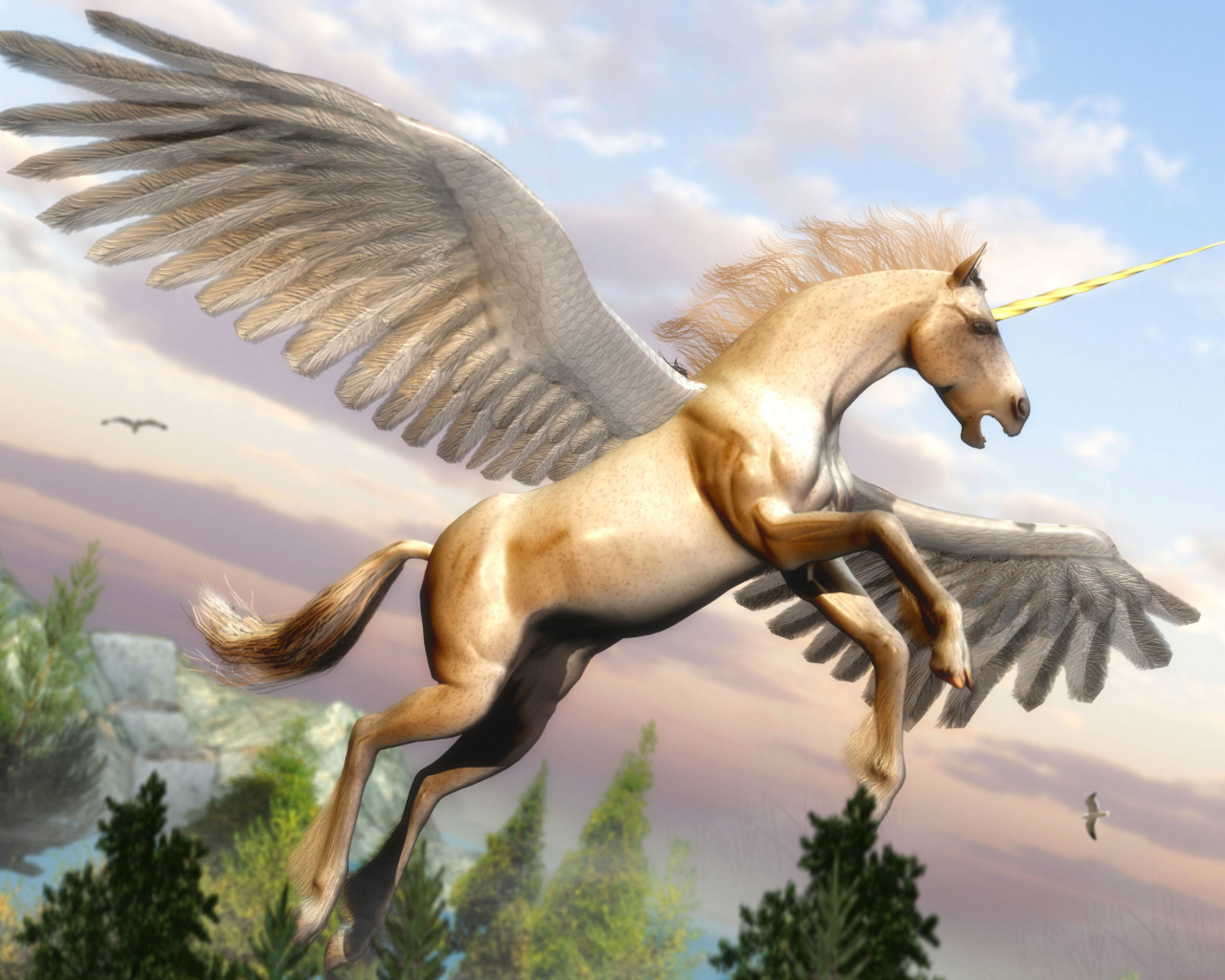 Лошадь с рогом и крыльями