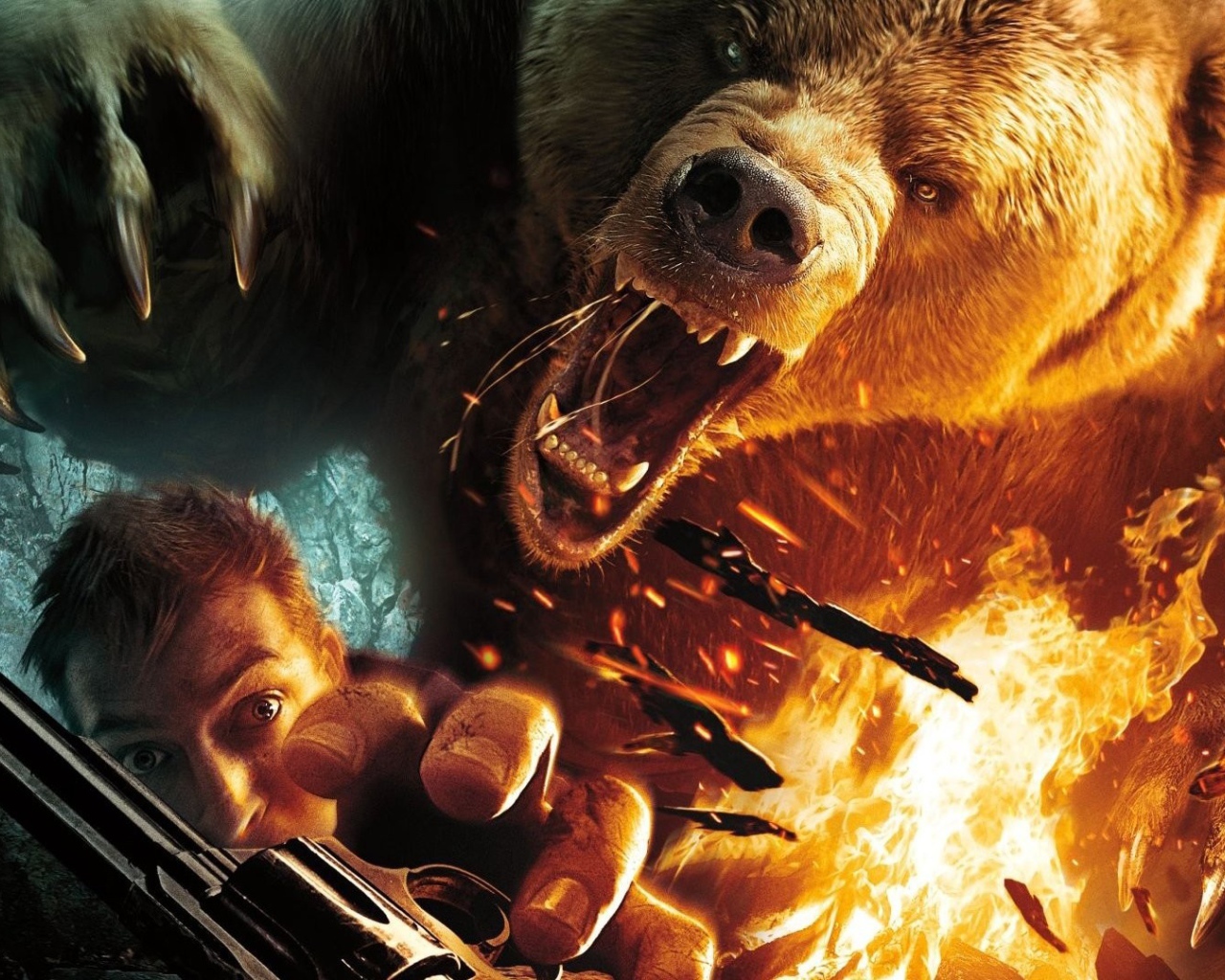 Медведь нападает на человека