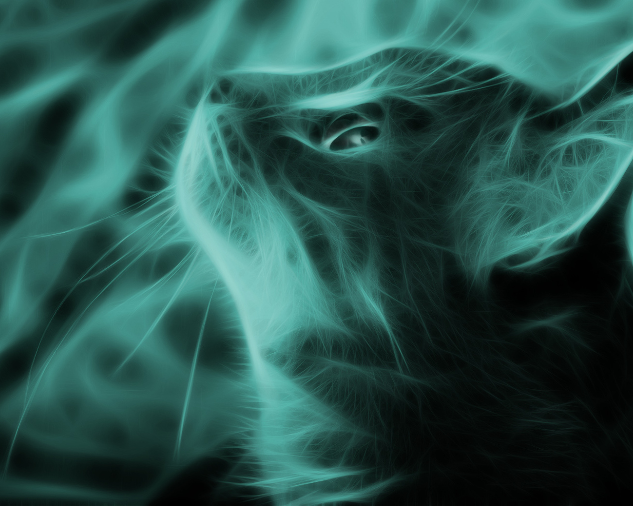 Кошка в зеленом тоне