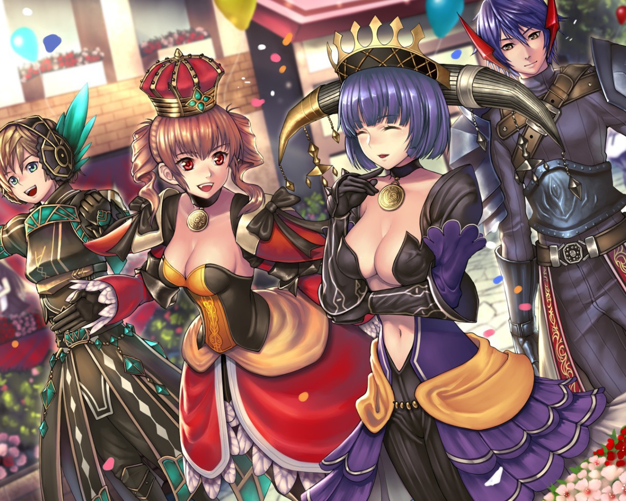 Лепестки цветков на девочеках аниме