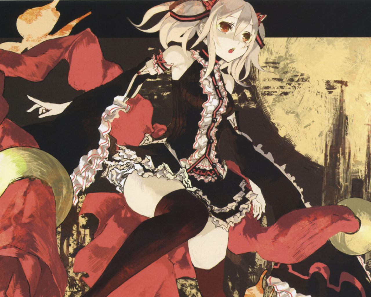 Аниме девушка в черном платье