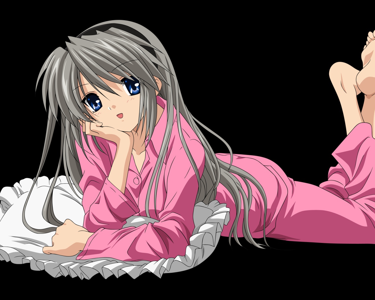 Аниме девочка на подушке