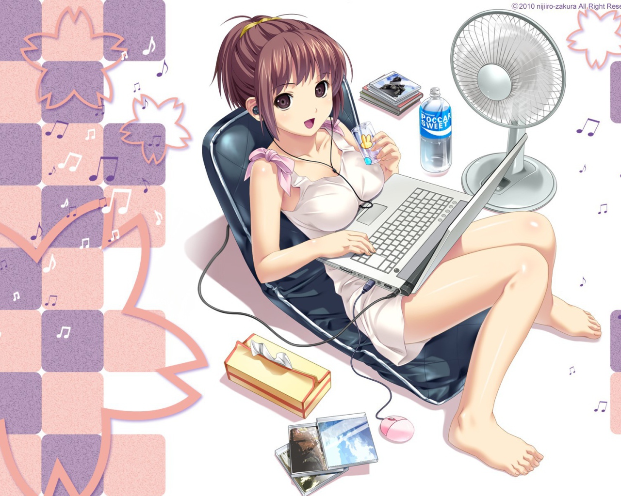 Аниме девочка с компьютером