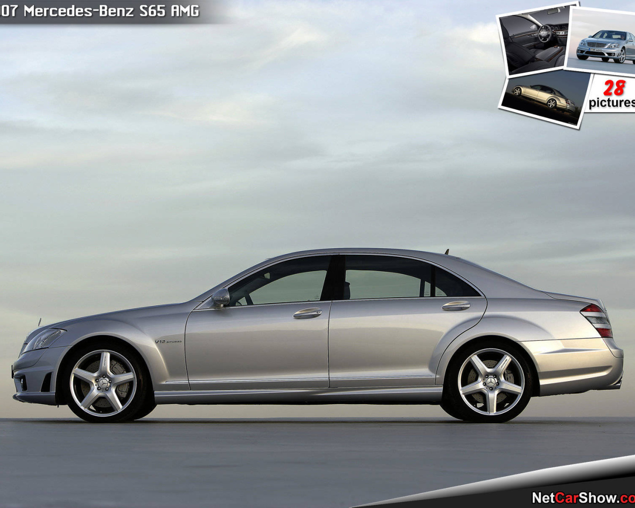 Серебряный Mercedes-Benz S65 AMG со стороны