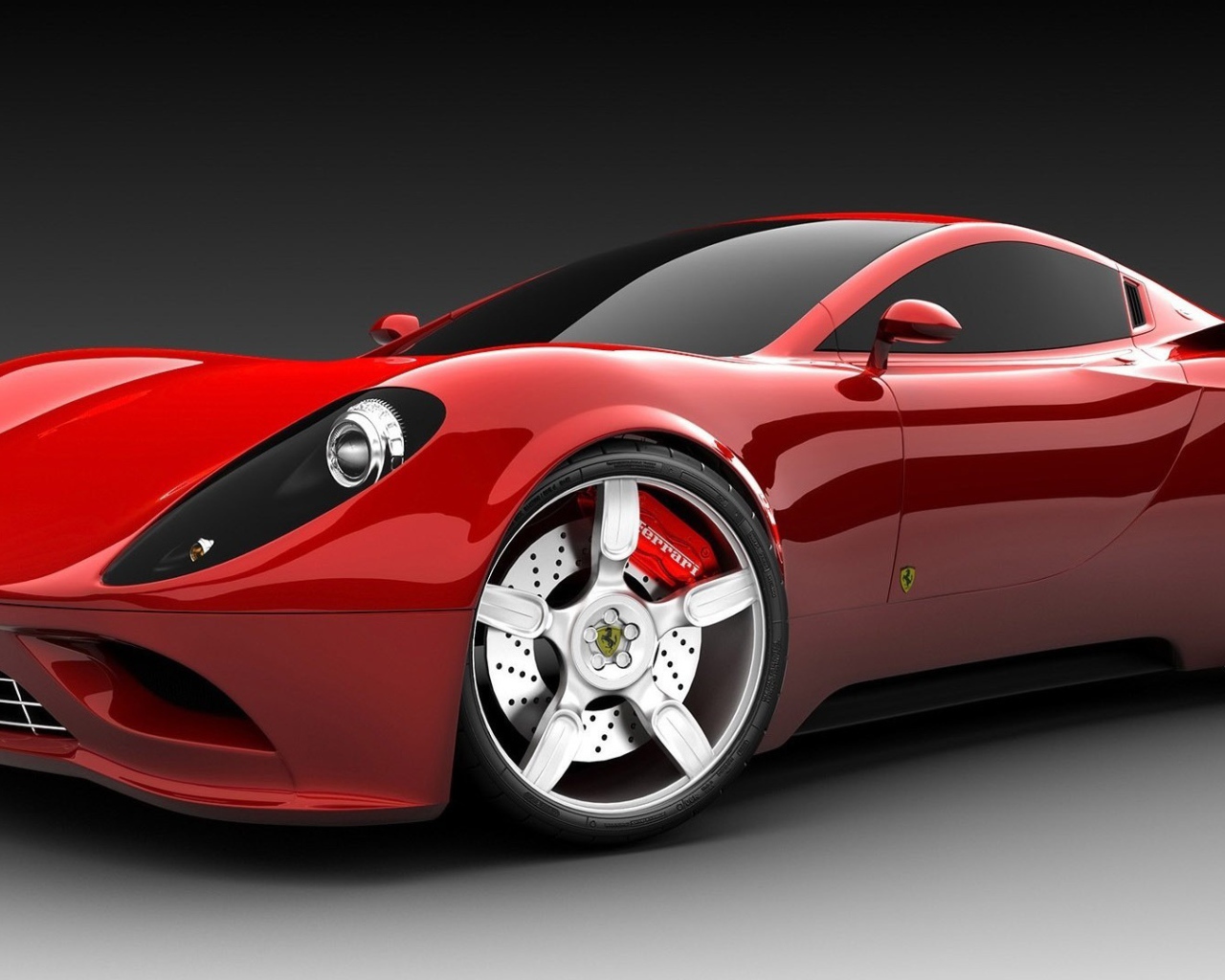 Красный спортивный автомобиль с белыми колесами