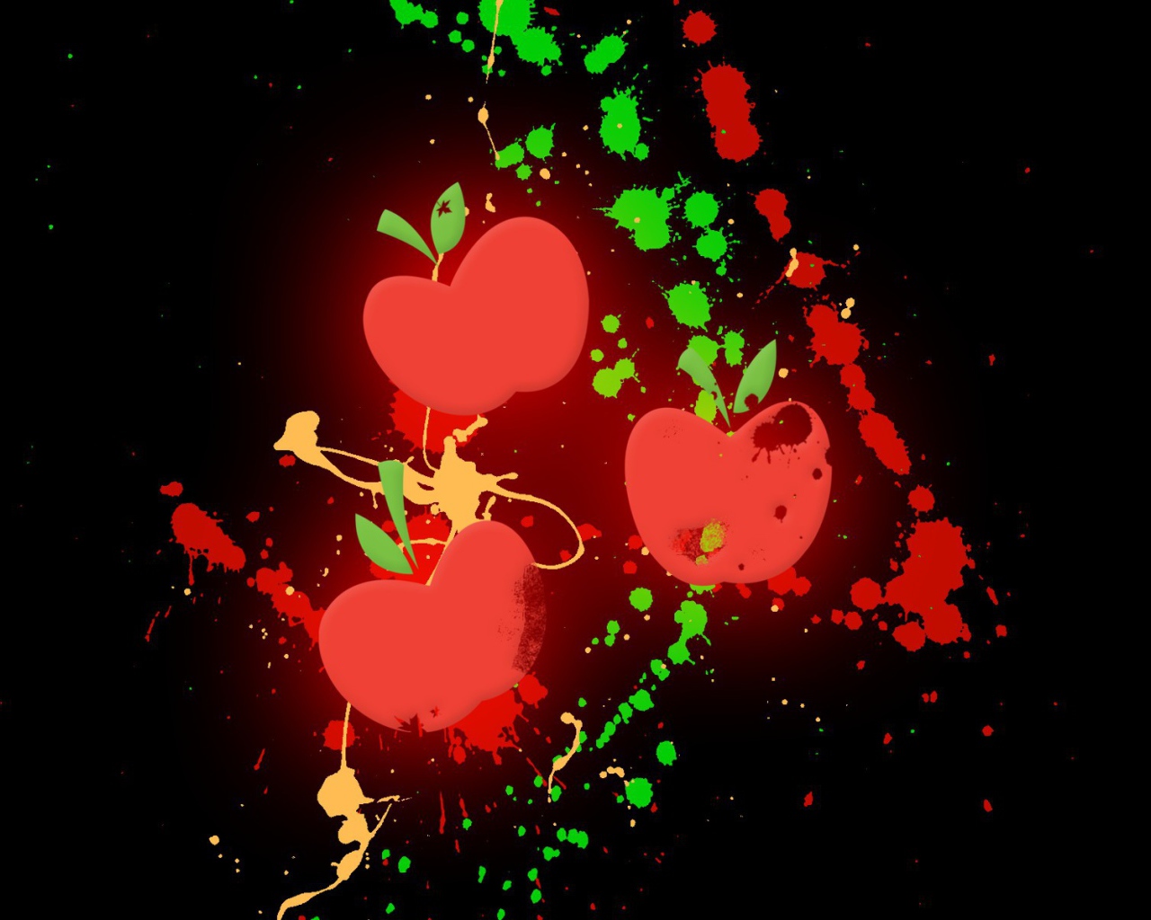 Три яблока на черном фоне