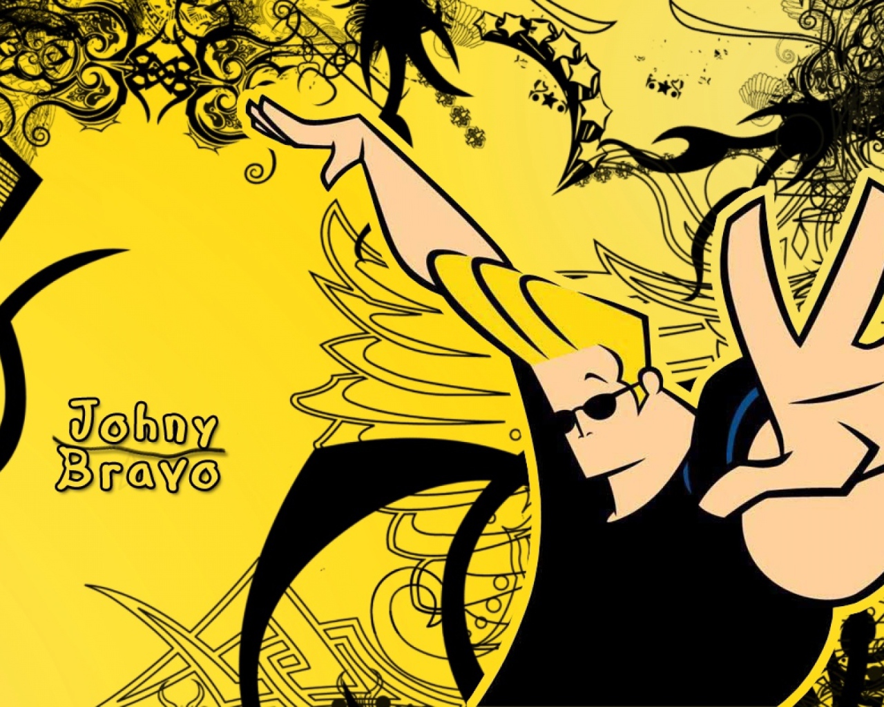 Джонни Браво на желтом фоне