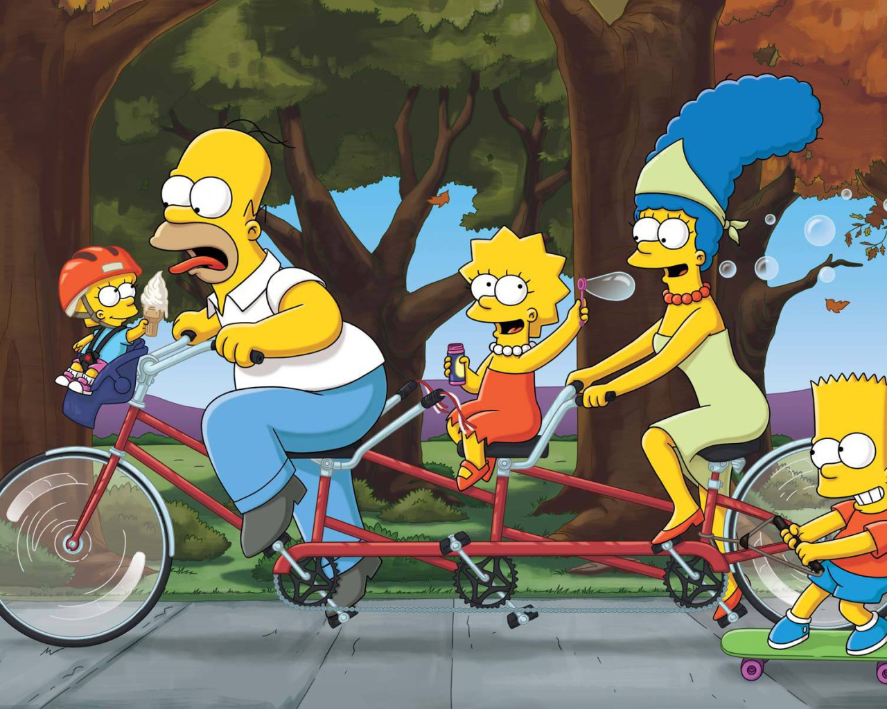 Симпсоны на велосипеде