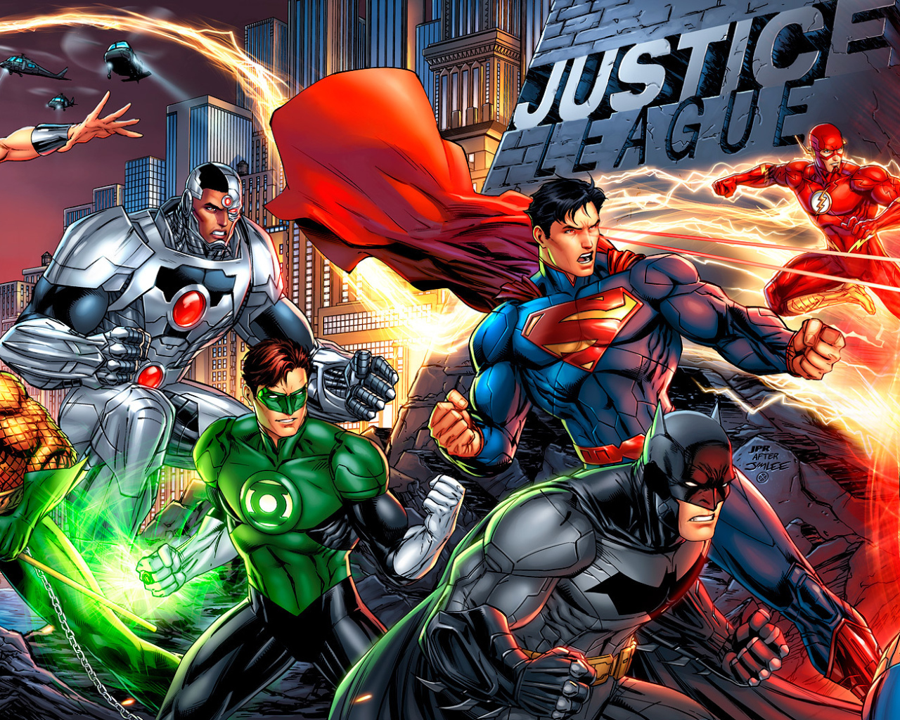 Герои Лиги Справедливости в середине боя