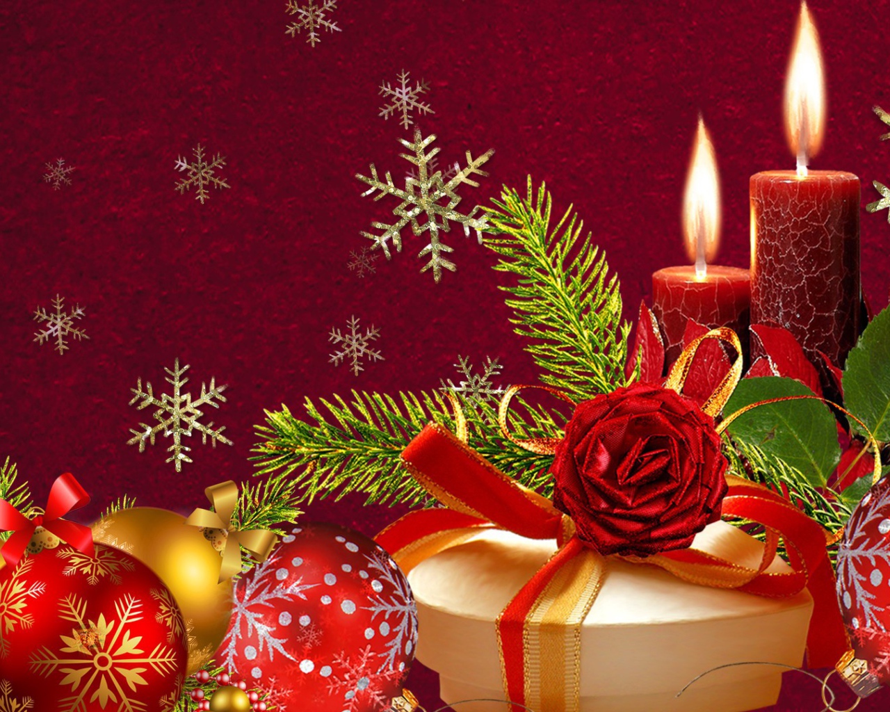 Красивая картинка в красных цветах на рождество