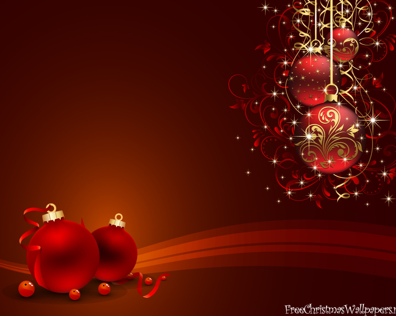Beautiful picture with red Christmas toys on Christmas
