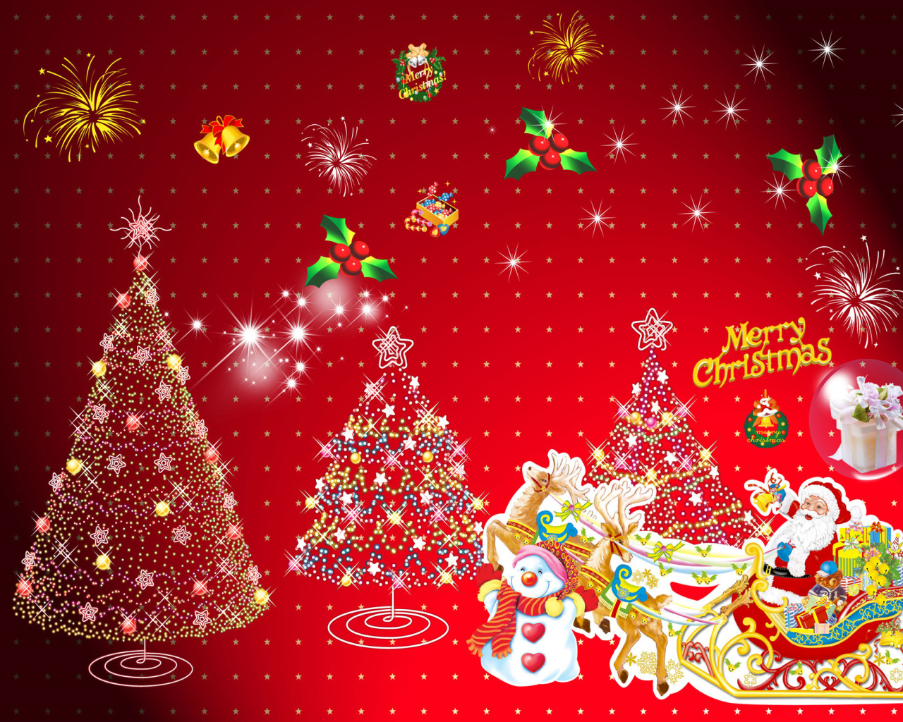 Весёлая картинка в красных цветах на рождество