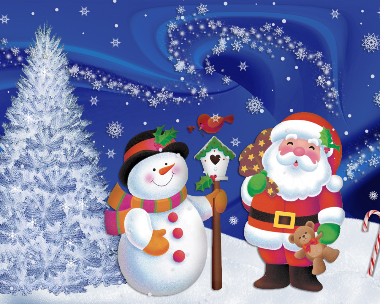 Смешные Дед Мороз и снеговик на рождество