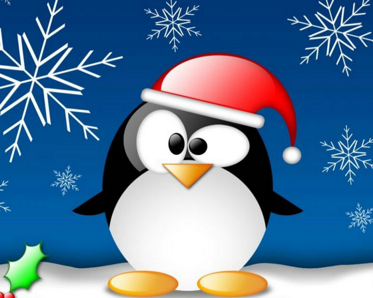 Смешной пингвин на рождество