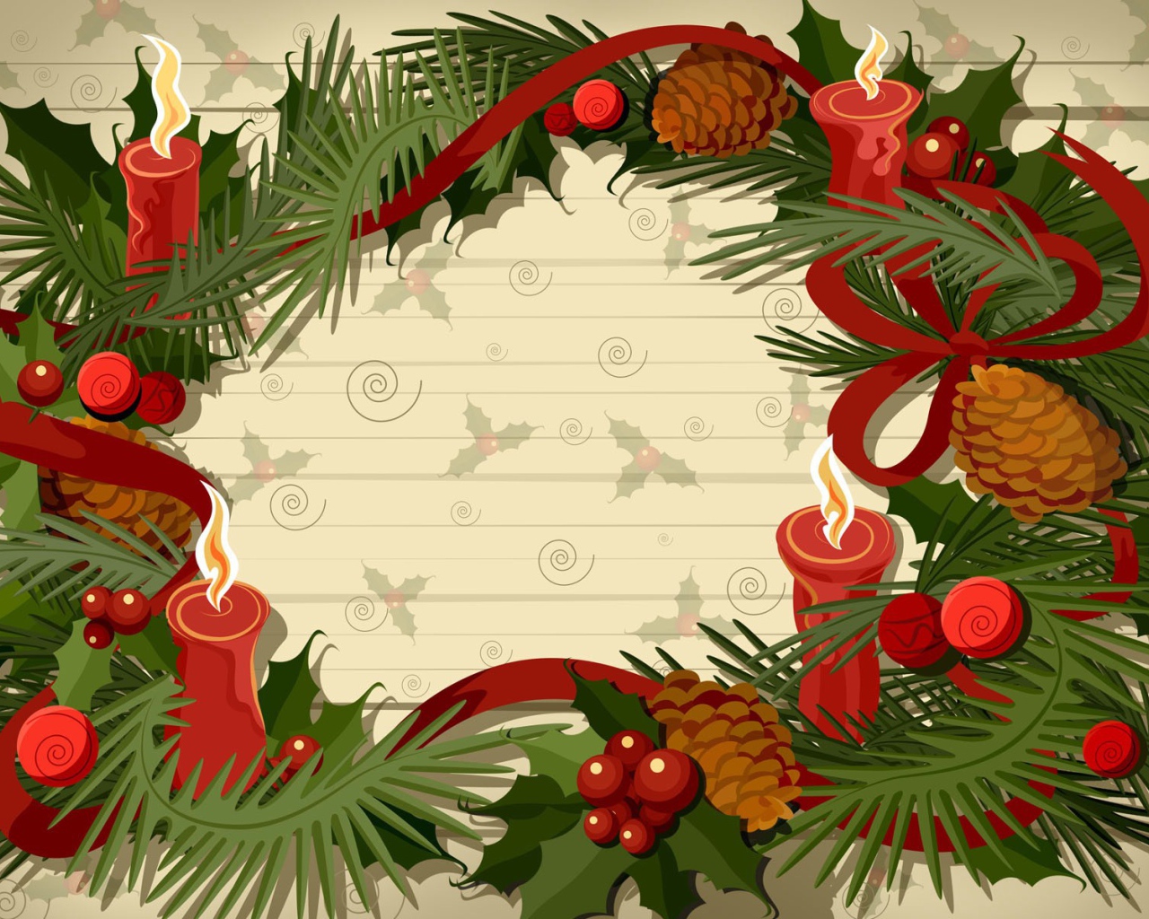 Нарисованный венок на рождество