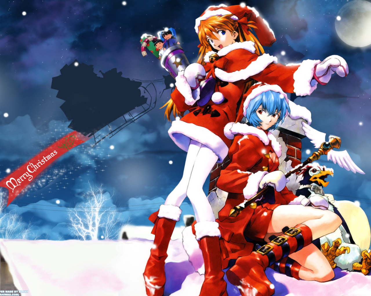 Картинка в стиле аниме на рождество